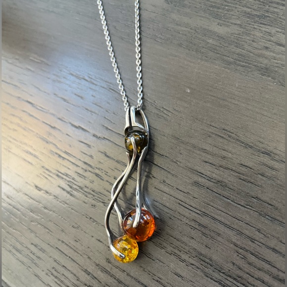 Amber Wave Sterling Silver Pendant - Picture 3 of 14